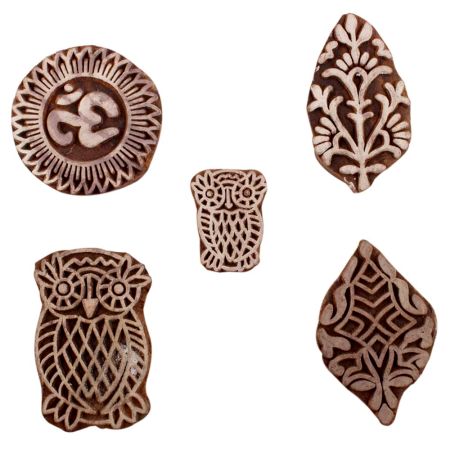 Set of 5 Piece New Mix Wooden Printing Blocks